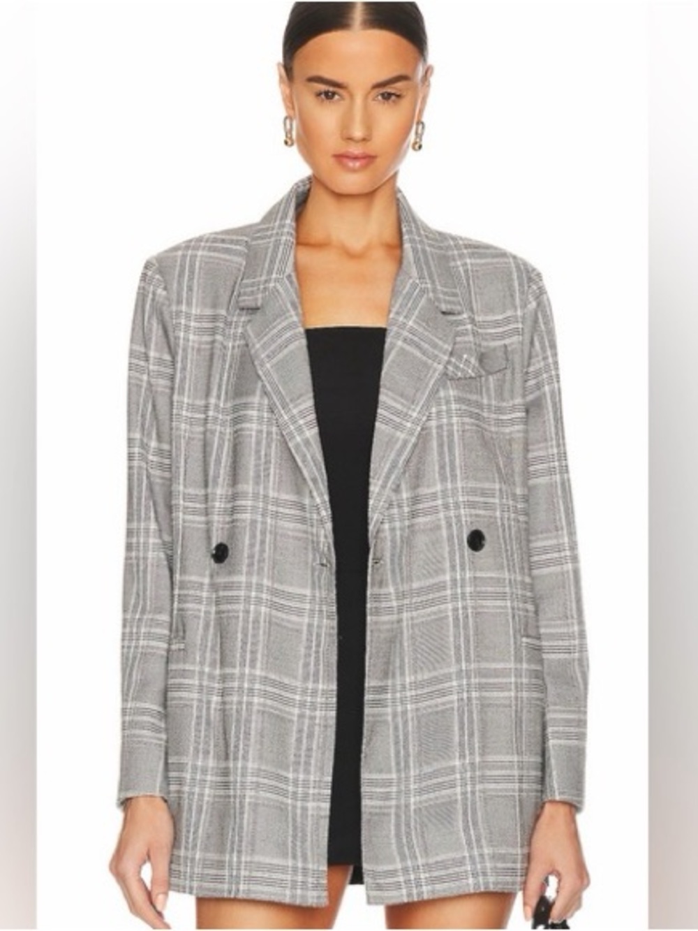Steve Madden Black and White Plaid Blazer